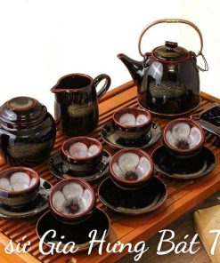 Bộ ấm chén men hoả biến gốm bát tràng