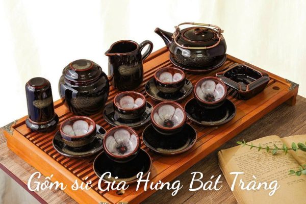 Bộ ấm chén men hoả biến gốm bát tràng