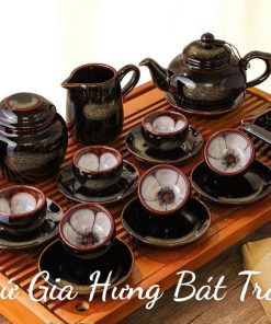 Bộ ấm chén men hoả biến gốm bát tràng