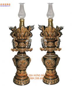đèn dầu thờ, đèn dầu giả cổ, cây đèn dầu, chân đèn dầu, đèn dầu khắc nổi, đèn thờ bát tràng, đèn dầu thờ gốm