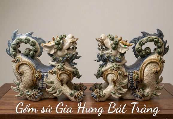Tượng nghê gốm sứ Bat Tràng