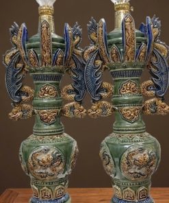 Đèn dầu thờ giả cổ gốm sứ Bát Tràng