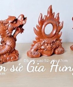 Rồng Chầu Mặt Nguyệt Gốm Đất Đỏ dài 1m25