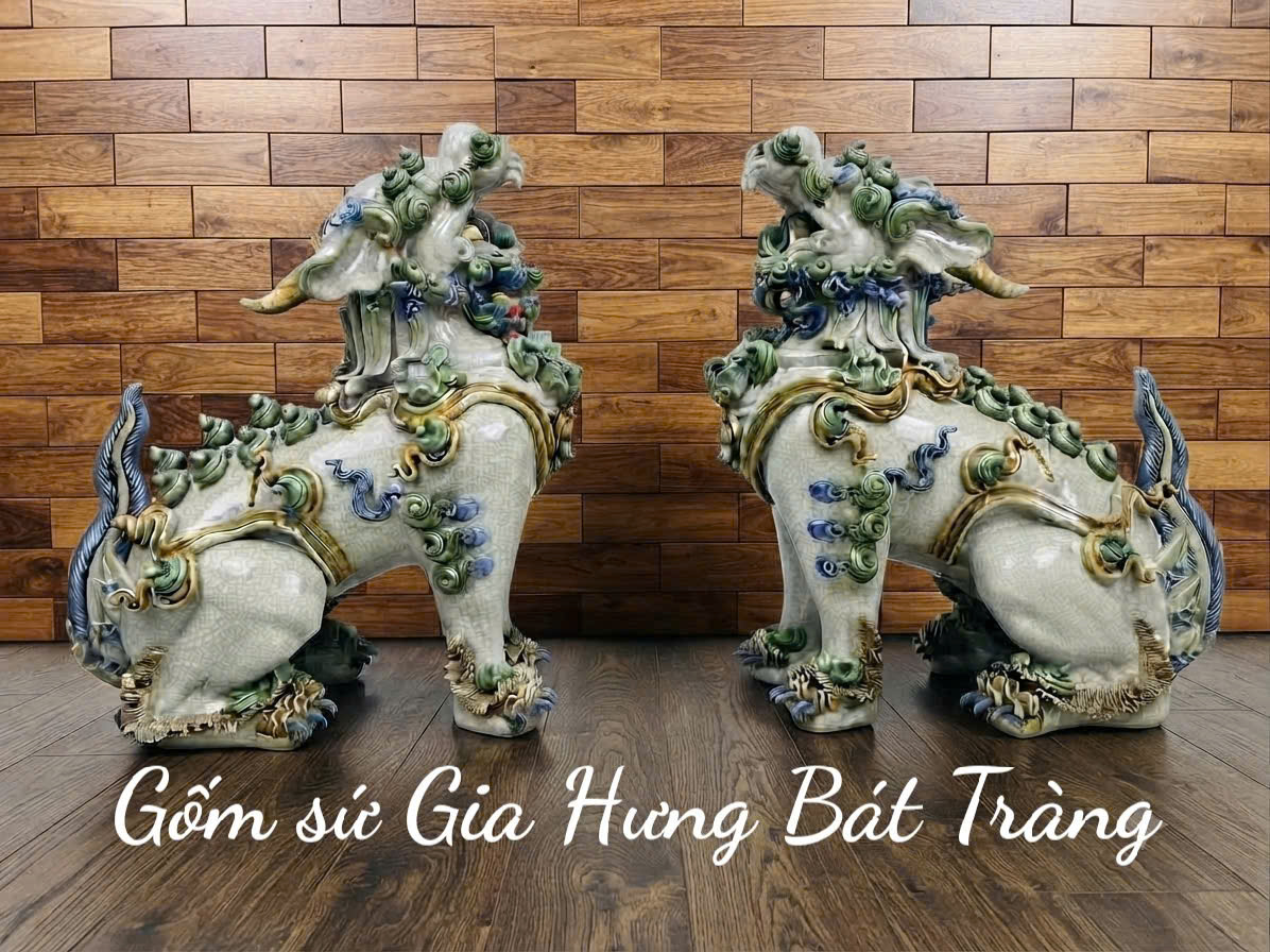 Tượng nghê gốm bát tràng cao 70cm Tượng nghê gốm bát tràng cao 70cm
