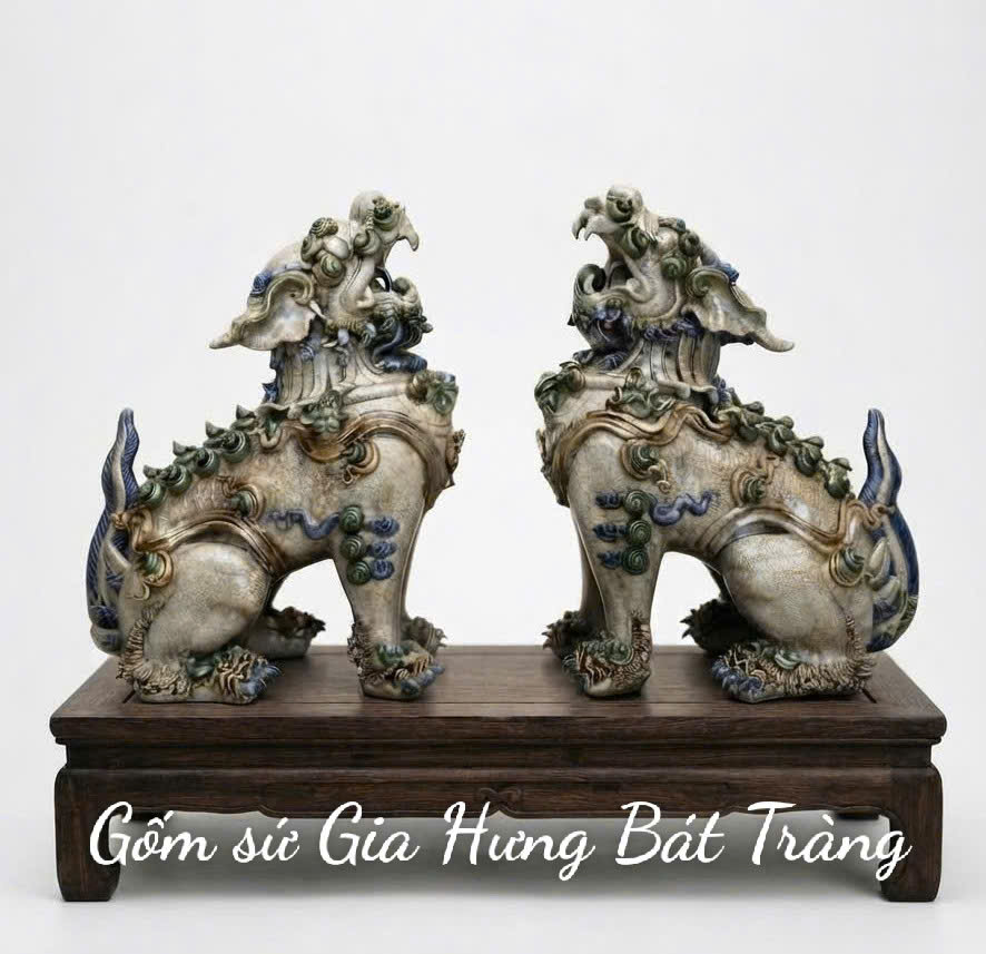 Tượng nghê gốm bát tràng cao 70cm Tượng nghê gốm bát tràng cao 70cm